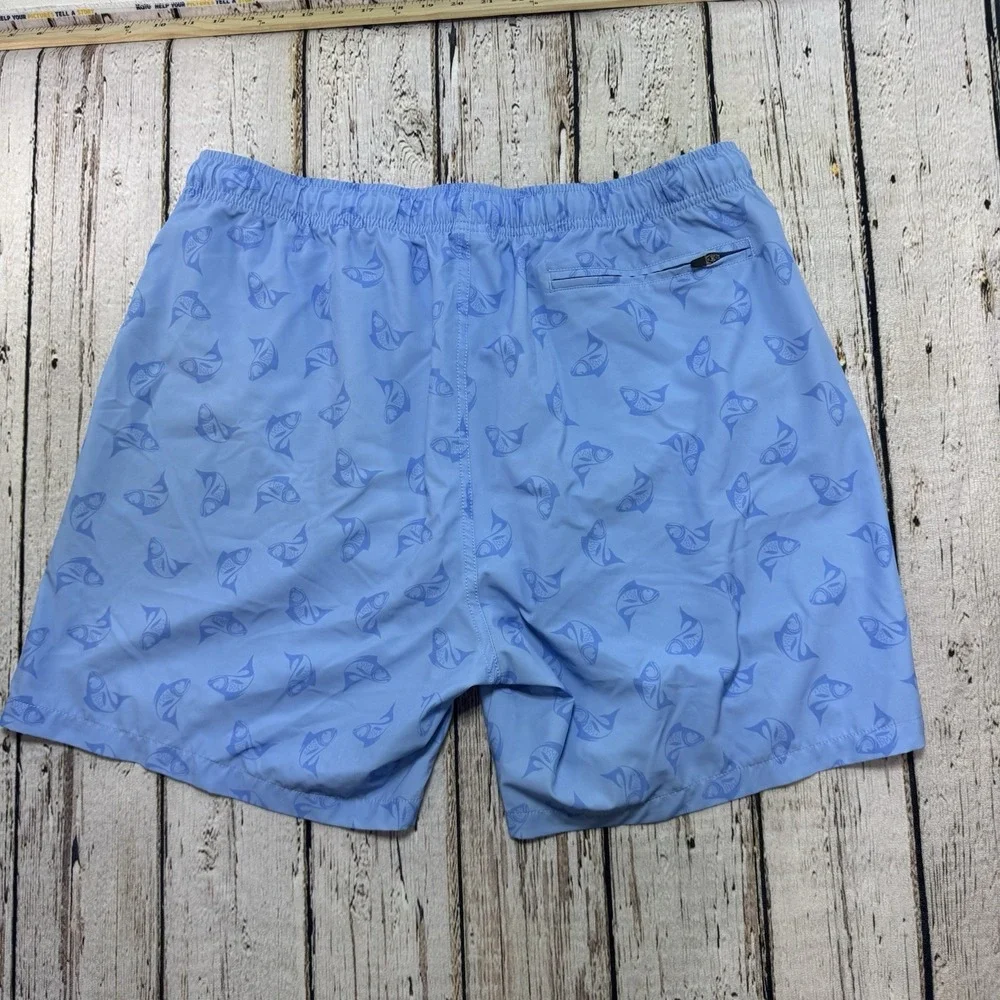 Bear Bottom Men's XXL Lined 7'' Inseam Swim‎ Trunks Shorts Blue Fish Print